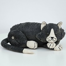 Dora Designs Cat Door Stop Black/Brown & Cream Faux Leather