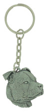 Fine English Pewter Staffordshire Bull Terrier Dog Key Ring/ Bag Charm 5063K-68.