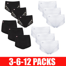 Ladies Briefs Cotton Maxi Knickers Plain Lace Comfort Fit Underwear | Size 12-22