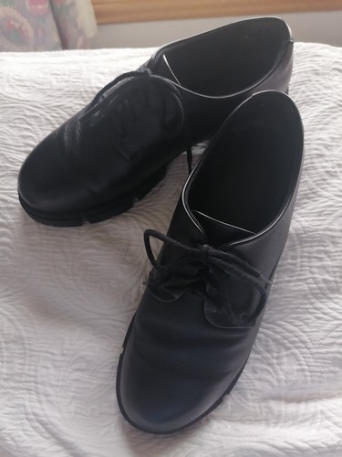 Clark black leather - leather, chunky