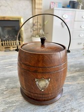 Vintage Wooden Mini Barrel Bucket with Brass Handle