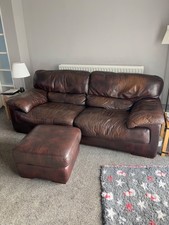 brown leather 3 piece suite