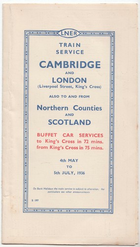 Lner train timetable - lner, cambridge