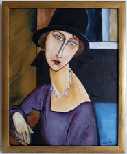 Modigliani Jeanne Hebuterne reproduction handmade oil painting 15.7x19.7"