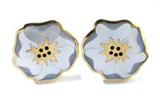 Tiffany & Co 1970s Angela Cummings Pansy Earrings Mother of Pearl Onyx