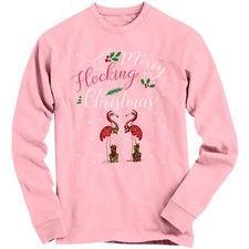 1Tee Kids Girls Merry Flocking Christmas Flamingo Holly Sweatshirt Jumper
