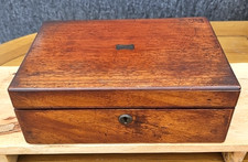 ANTIQUE WOODEN WRITING SLOPE PURPLE LINED FELT - FOR RESTORATION - NO KEY