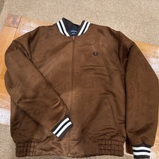 Fred Perry Made In England Suedette Tennis Bomber Dark Brown J2848 RRP £299 XL