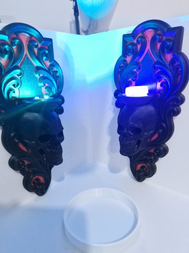 Gothic skull wall sconce pair - skull,