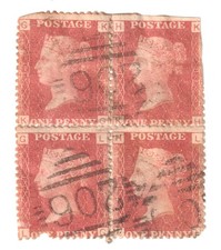GB QV 1d Penny Red Block of 4