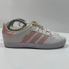Adidas Gazelle ladies white and pink/peach/apricot trainers UK 5