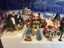 Vintage Light Up Ceramic Christmas Street  Village Scene