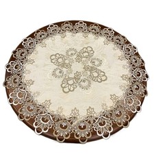 White Round Tablecloth Vintage Fabric Lace Embroidered Table Cloth Cover Decor`