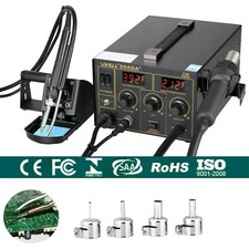 3in1 Soldering Iron Rework Station SMD 968D+ Hot Air Gun Solder w/ 4 Nozzle NEW
