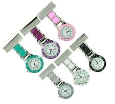 Censi Men's/Ladies Silver Plated Nurse Tunic Fob Watch Brooch In 6 Bright Colors