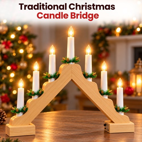 Led candle bridge wooden - 7,