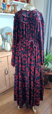 Marks & Spencer Navy/Red Floral Tiered Midi Dress Size 16L