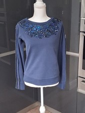 Needle & Thread Designer Top -Xmas Bling -  Denim Blue with Jewels UK 6 - 10 S/M