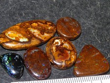 6 Cut/Polished Matrix/Koroit/Qld Opals 61.5cts 1 Treated Blue/Green Fires NR Lot