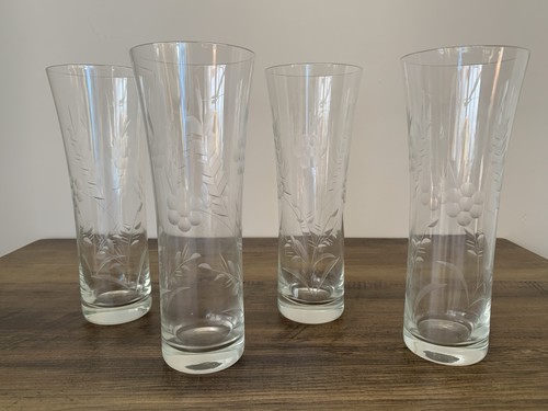 Vintage etched glass tumblers - glass,