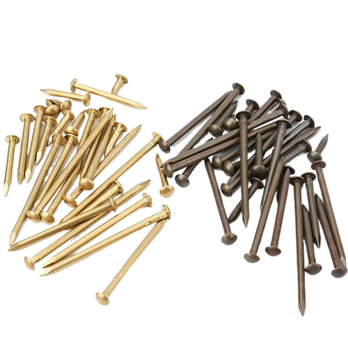 Small round head nails brass - round,