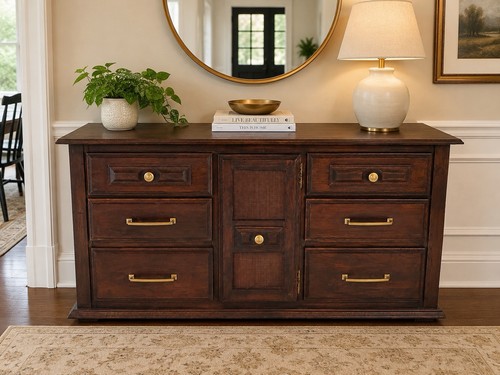 Dark wood drawer dresser - 8-drawer, w/