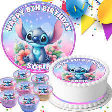 STITCH BIRTHDAY PARTY PERSONALISED EDIBLE CAKE TOPPER & CUPCAKE TOPPERS PK0431