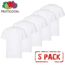 5 PACK MEN'S FRUIT OF THE LOOM PLAIN HEAVY COTTON BLANK T SHIRT TEE'S T-SHIRT
