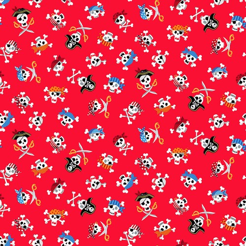 Makower pirate skulls red - makower,