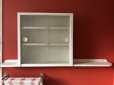 BUYER COLLECTS Vintage Bathroom Cabinet Frosted Glass Sliding Doors Shelves