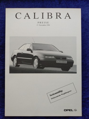 Opel calibra price list - opel,