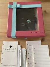 RADLEY-FILOFAX MINI SIZE ORGANISER ~BLACK LEATHER WITH PEN, BOX & INSERTS