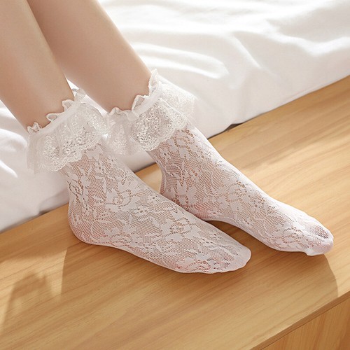 Women girls lace ankle - lace, socks