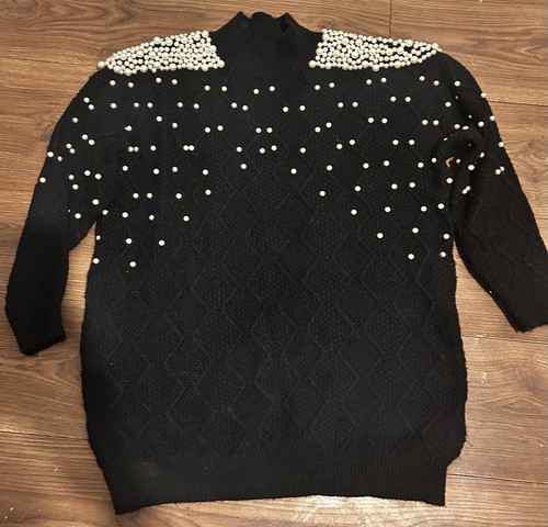 Women knitted pearl jumper - knitted,
