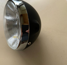 7" Black Round Motorcycle Headlamp Headlight Unit Halogen Bulb Metal Casings