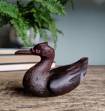 Carved Wooden Ironwood Bird Figurine Wood Art Decor Ornament Nature 