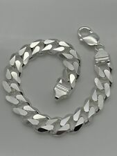 925 Solid Sterling Silver 12mm Curb Cuban Heavy Men Bracelet 8.5 Inch