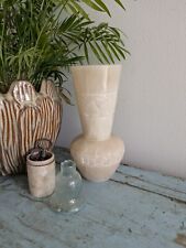 VINTAGE ALABASTER VASE EGYPTIAN MARBLE WHITE CREAM VESSEL JAR ITALIAN NEOCLASSIC