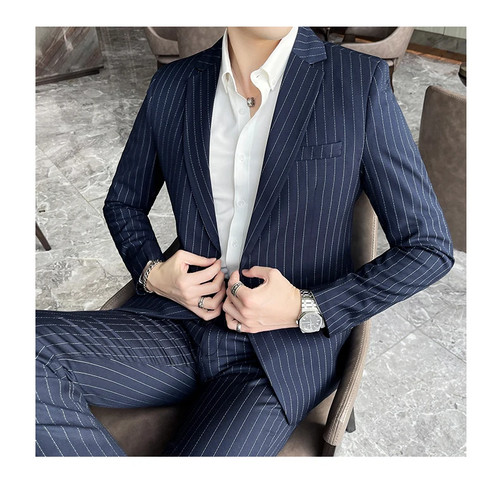 Mens blue pinstripe piece - pinstripe, 2
