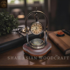 Antique Brass Desk Clock with