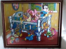 Picture Walt Disney Baby Minnie Mouse & Baby Donald Duck Foil Print Vintage