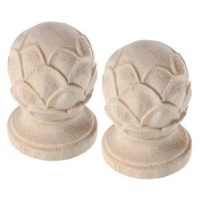  2 Pcs Wood Carving Lotus