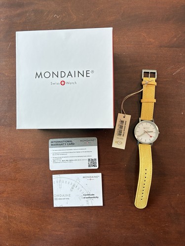 Mondaine watch classic yellow - mondaine,