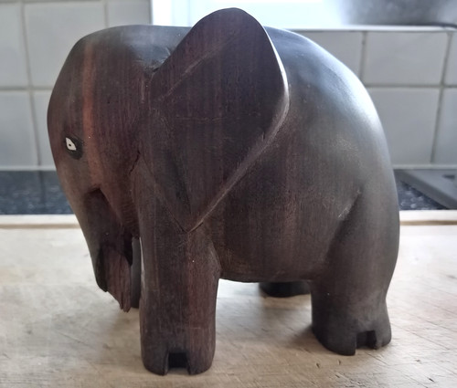Heavy wooden elephant figurine