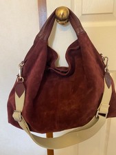 Genuine Furla Genuine Suede and Leather Hobo Bag in Burgundy