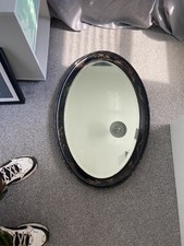Antique Lacquered oval chinoiserie Wall Hanging Mirror C1920