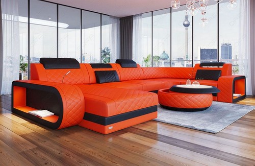 Leather sofa living area - living, led