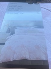 Next Pink Tie Dye Shibori Washed Reversible King Bed set 100% Cotton RRP £45 