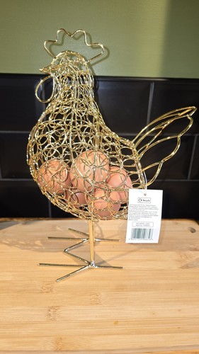 Gold metal chicken egg holder/