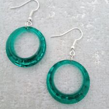 Faceted Hoop Earrings Green
